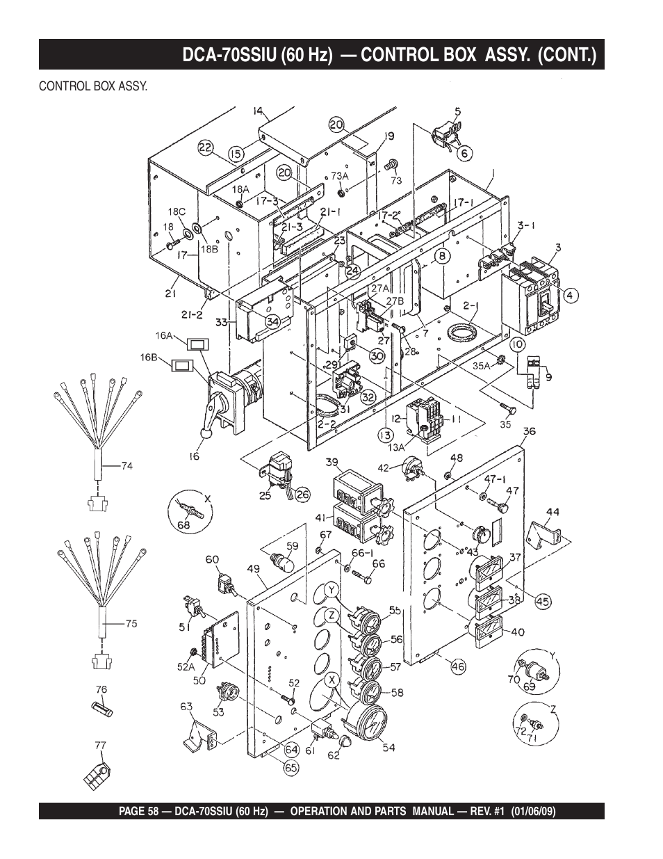 Dca-70ssiu (60 hz) — control box assy. (cont.) | Multiquip DCA70SSIU User Manual | Page 58 / 84
