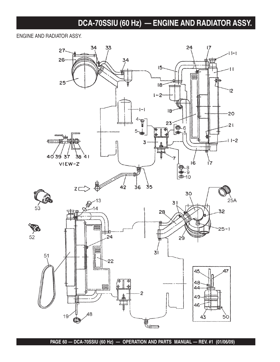 Dca-70ssiu (60 hz) — engine and radiator assy | Multiquip DCA70SSIU User Manual | Page 60 / 84