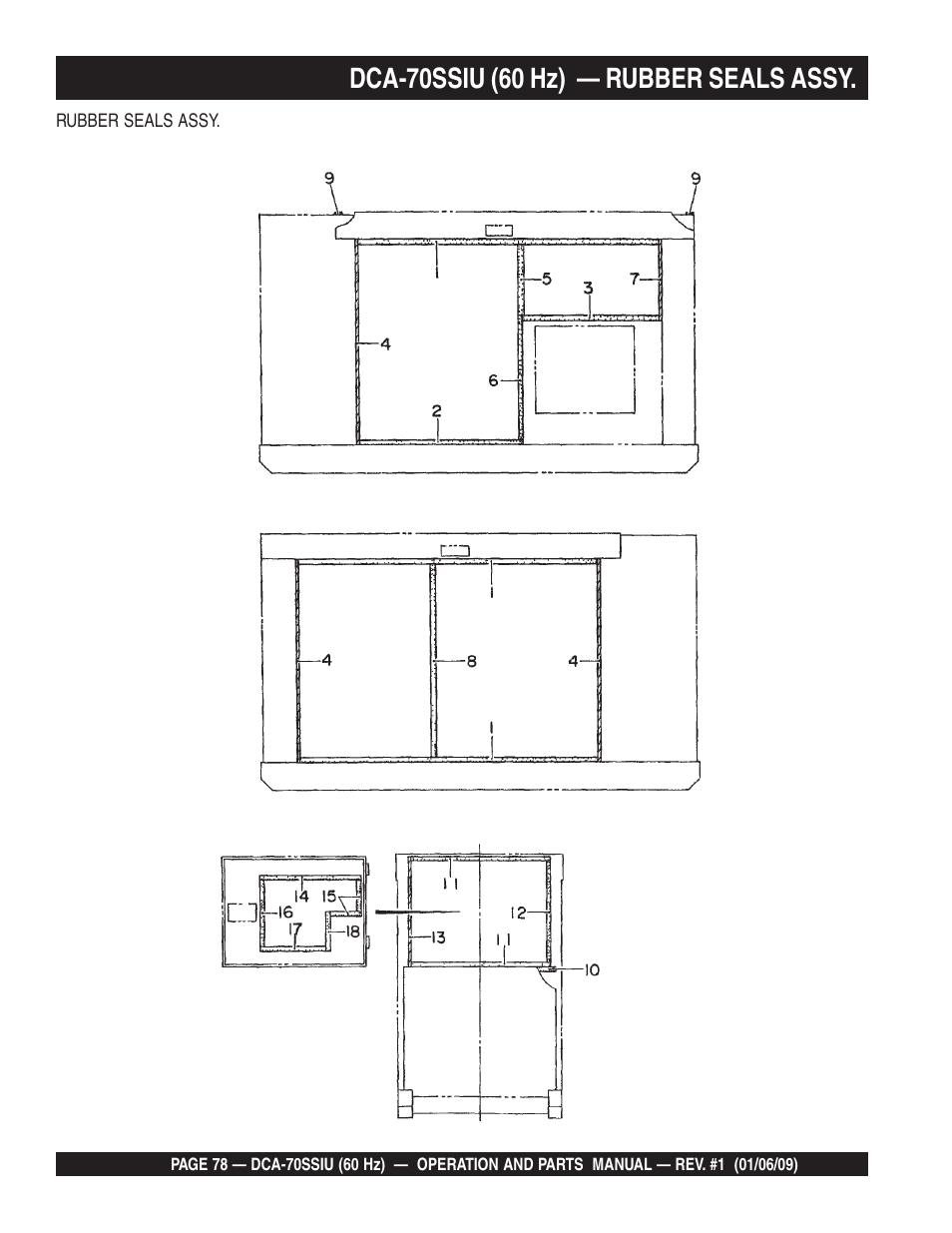 Dca-70ssiu (60 hz) — rubber seals assy | Multiquip DCA70SSIU User Manual | Page 78 / 84