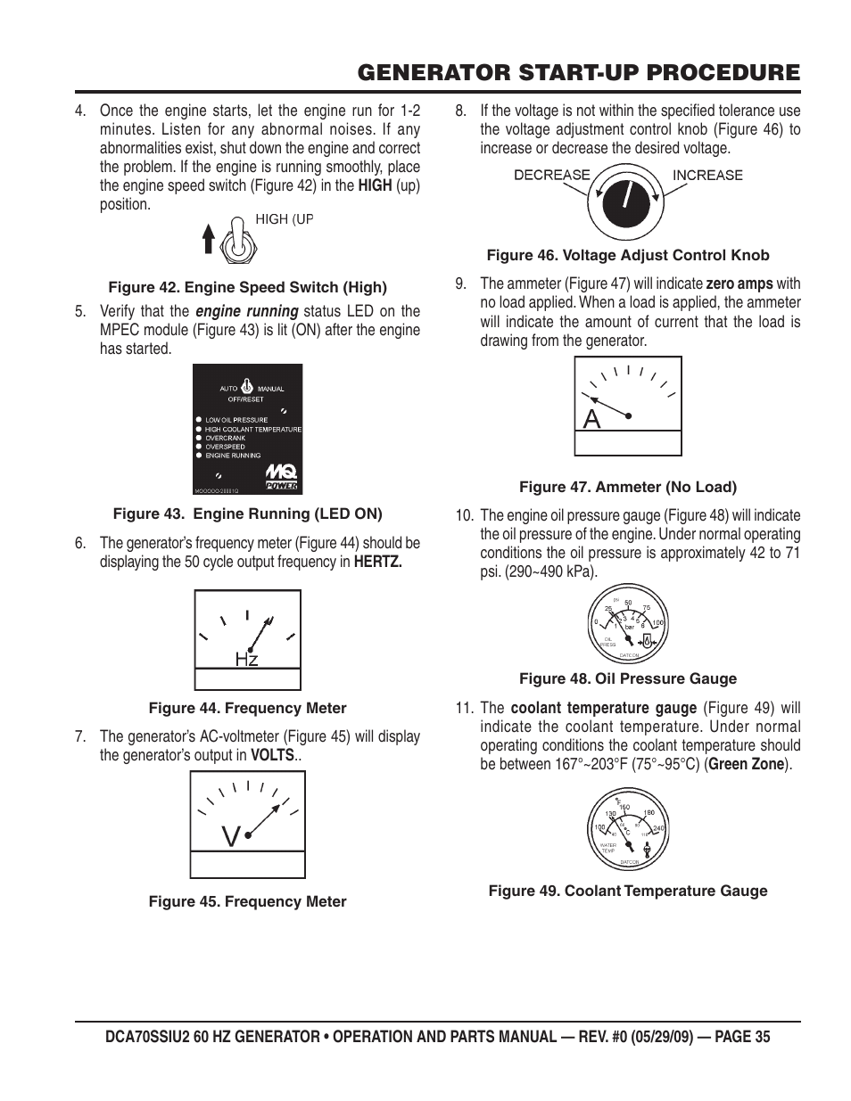 Generator start-up procedure | Multiquip DCA70SSIU2 User Manual | Page 35 / 84