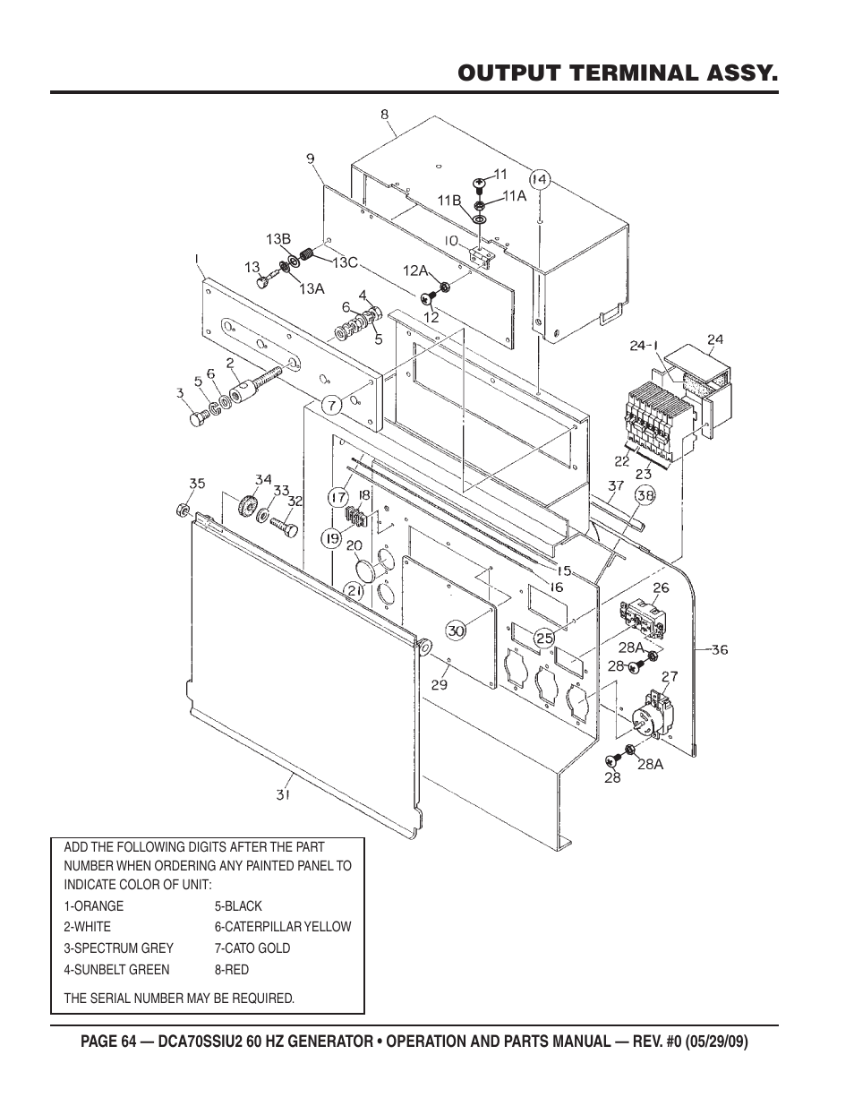 Output terminal assy | Multiquip DCA70SSIU2 User Manual | Page 64 / 84