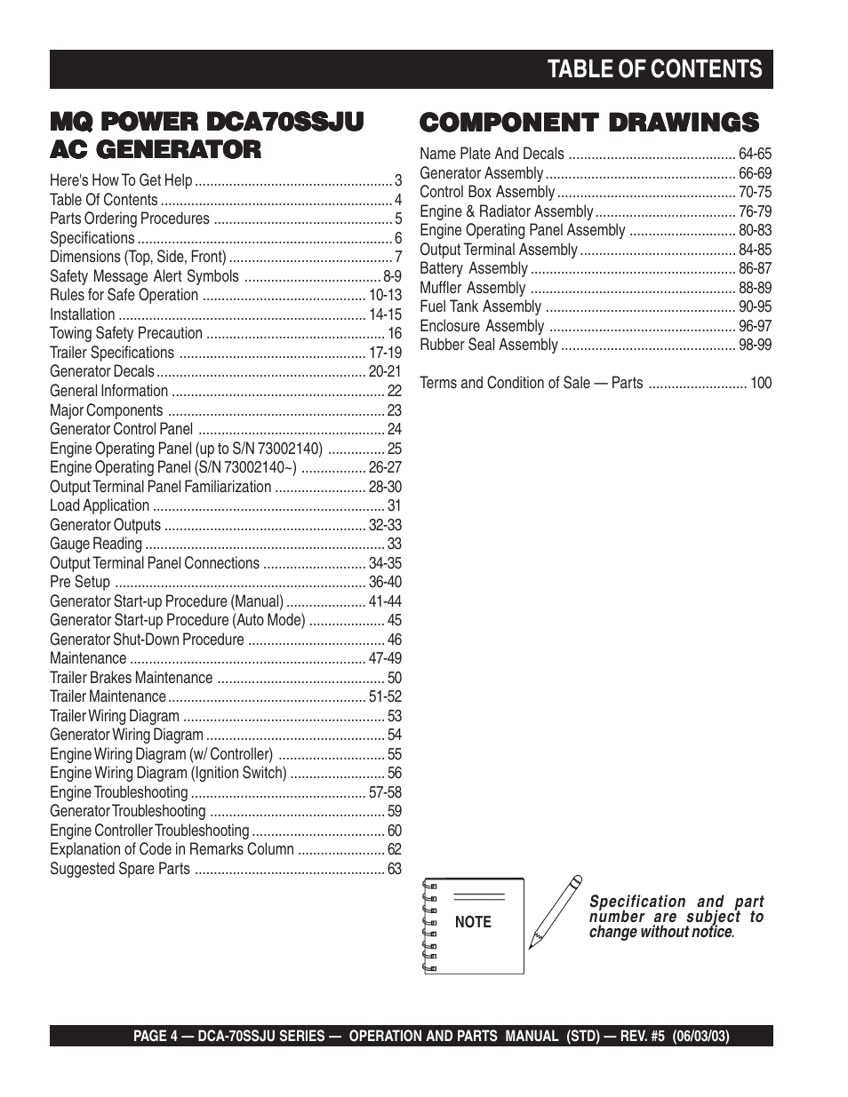 Multiquip DCA70SSJU User Manual | Page 4 / 102