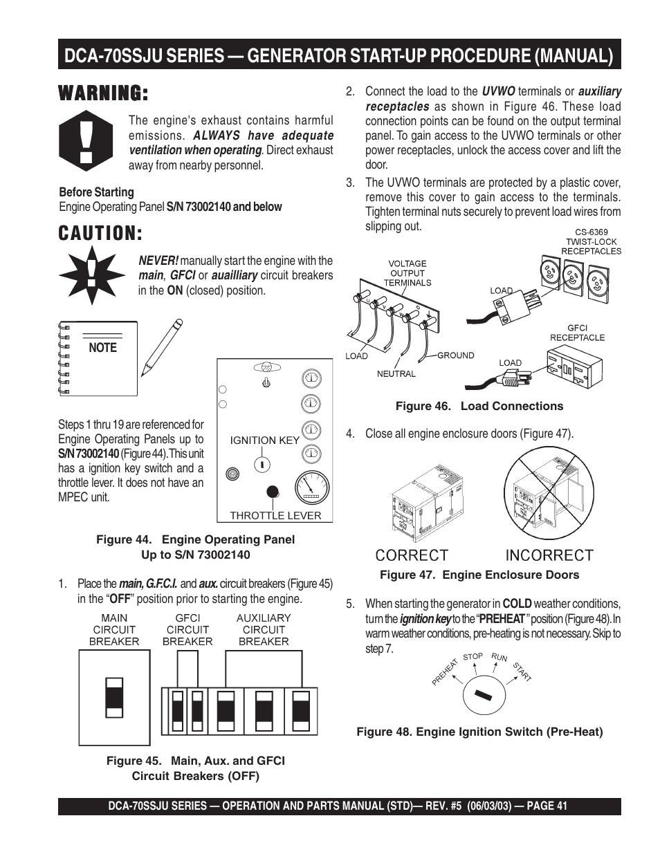 Caution | Multiquip DCA70SSJU User Manual | Page 41 / 102