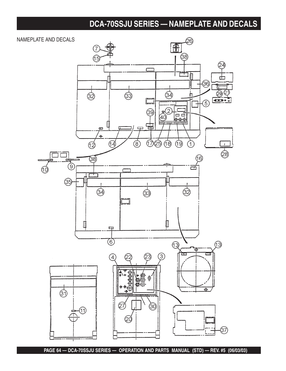 Dca-70ssju series — nameplate and decals | Multiquip DCA70SSJU User Manual | Page 64 / 102