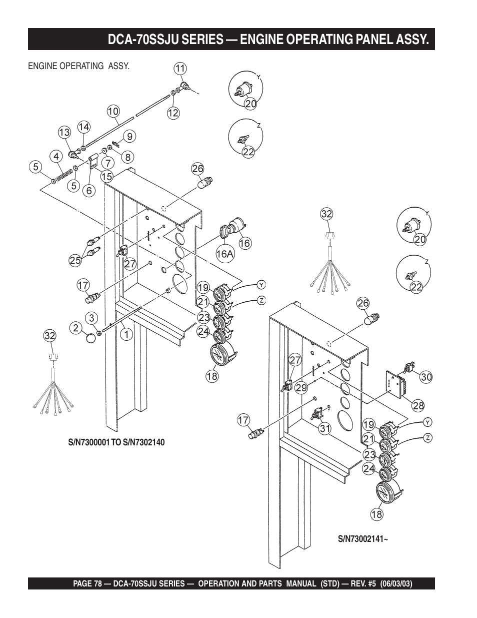 Dca-70ssju series — engine operating panel assy | Multiquip DCA70SSJU User Manual | Page 78 / 102