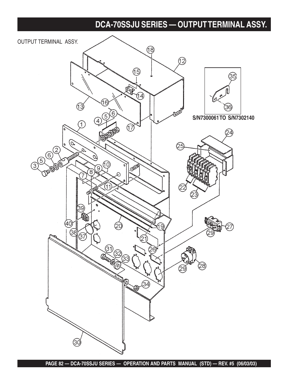 Dca-70ssju series — output terminal assy | Multiquip DCA70SSJU User Manual | Page 82 / 102