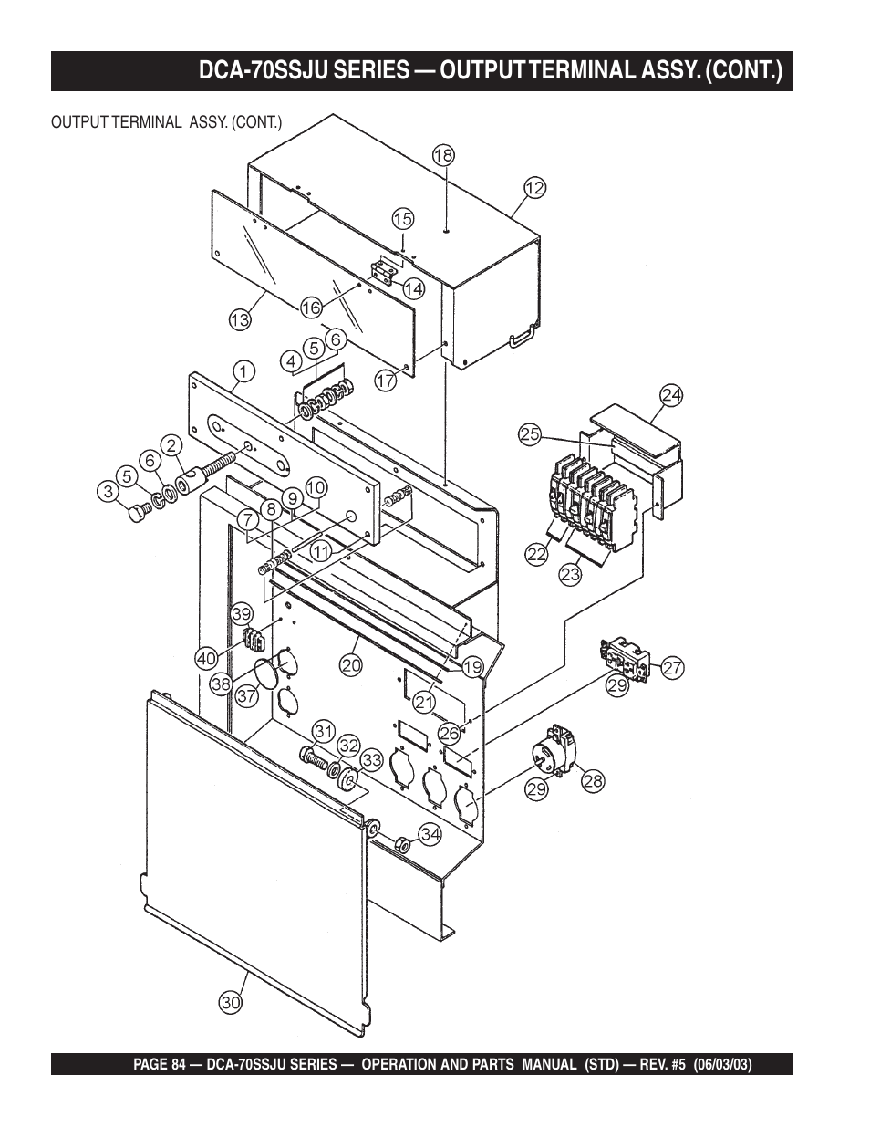 Dca-70ssju series — output terminal assy. (cont.) | Multiquip DCA70SSJU User Manual | Page 84 / 102
