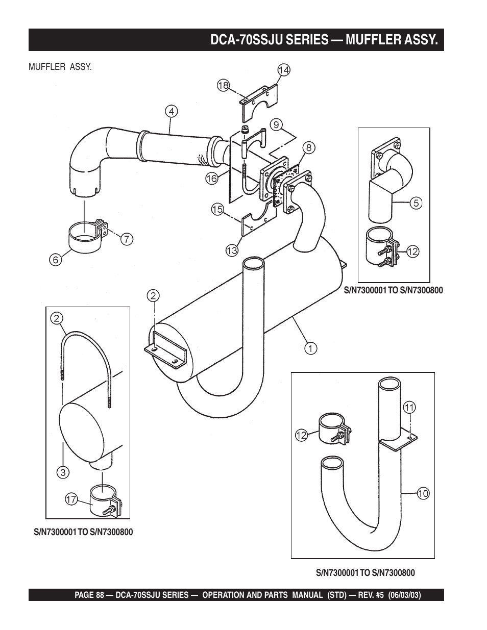 Dca-70ssju series — muffler assy | Multiquip DCA70SSJU User Manual | Page 88 / 102