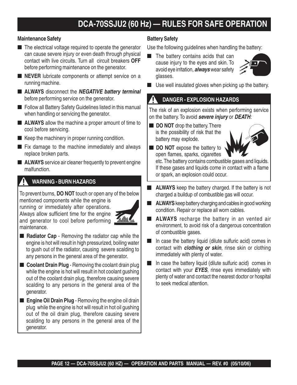 Multiquip DCA70SSJU2 User Manual | Page 12 / 84