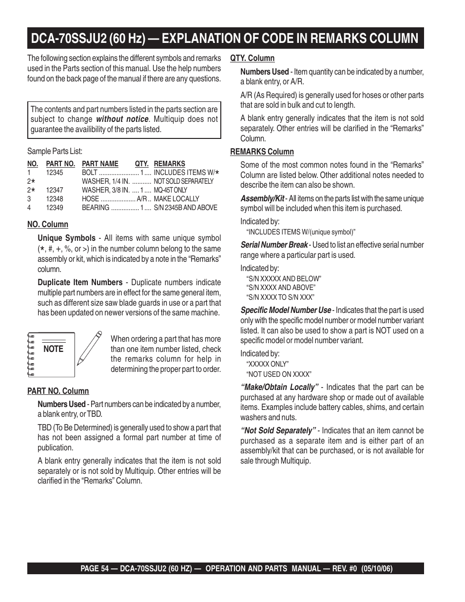 Multiquip DCA70SSJU2 User Manual | Page 54 / 84