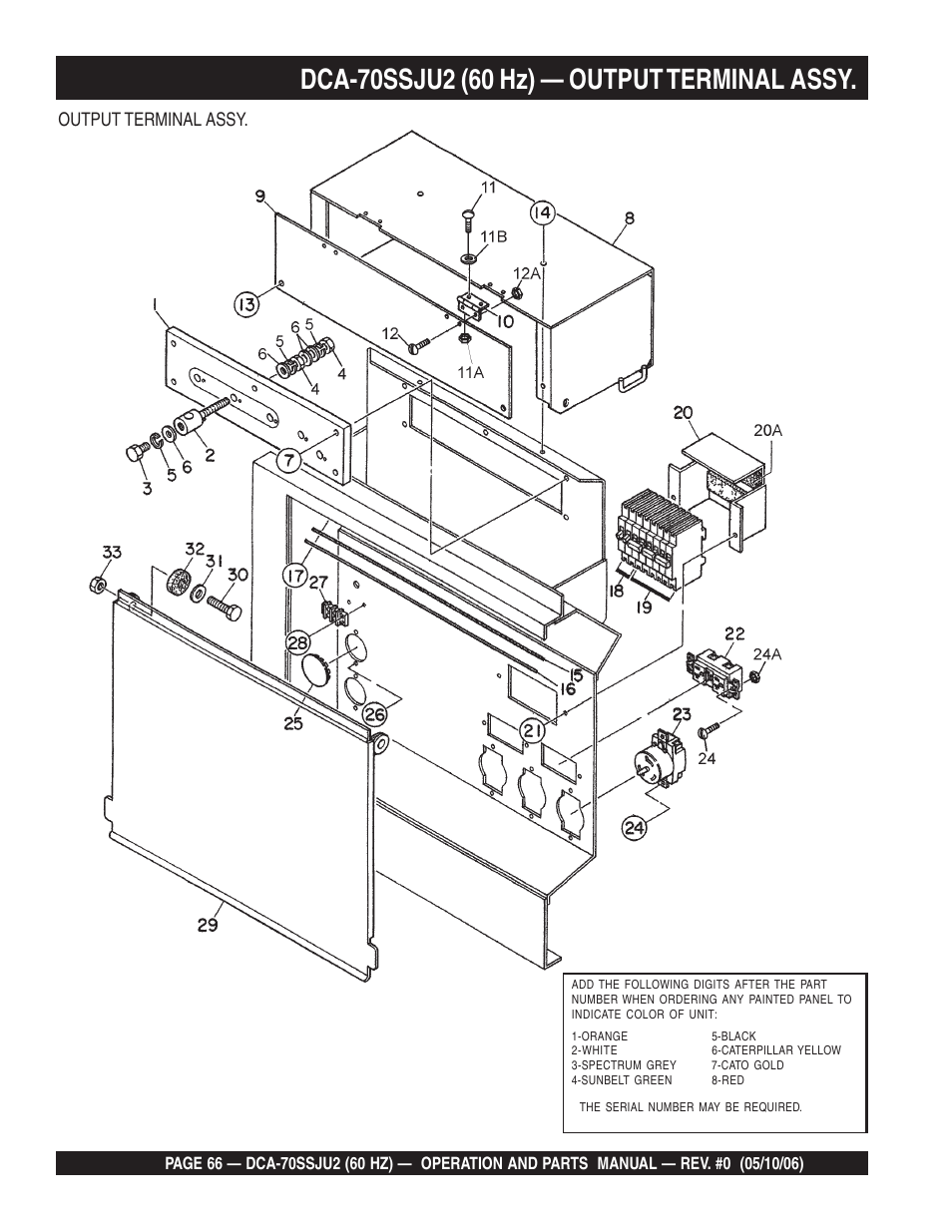 Output terminal assy | Multiquip DCA70SSJU2 User Manual | Page 66 / 84