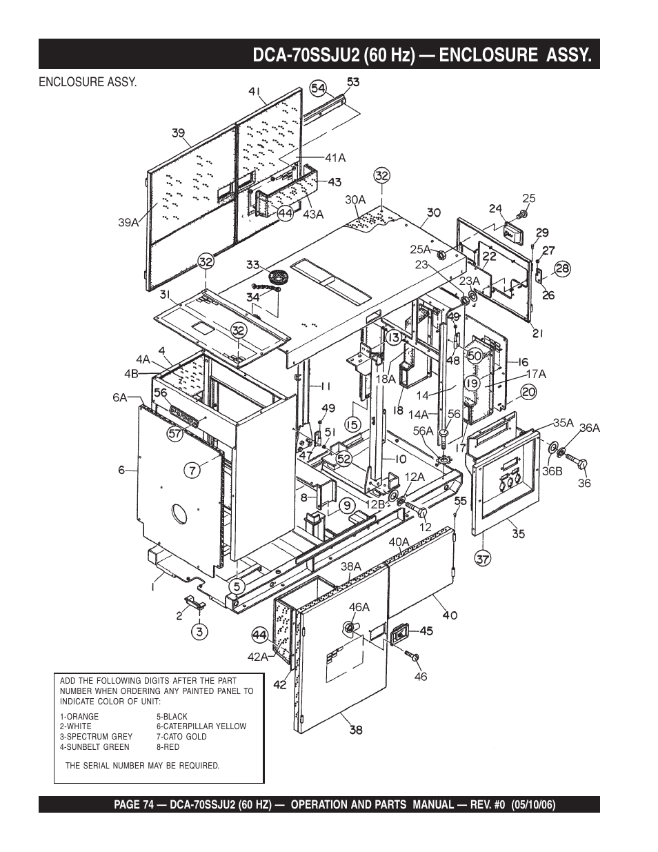 Enclosure assy | Multiquip DCA70SSJU2 User Manual | Page 74 / 84