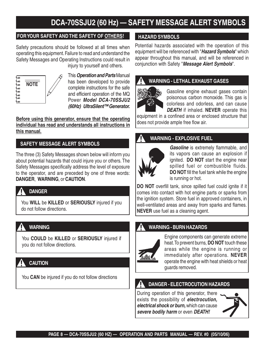 Multiquip DCA70SSJU2 User Manual | Page 8 / 84
