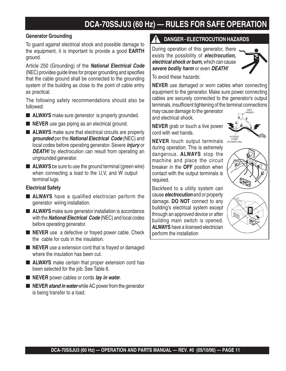 Multiquip DCA70SSJU3 User Manual | Page 11 / 84