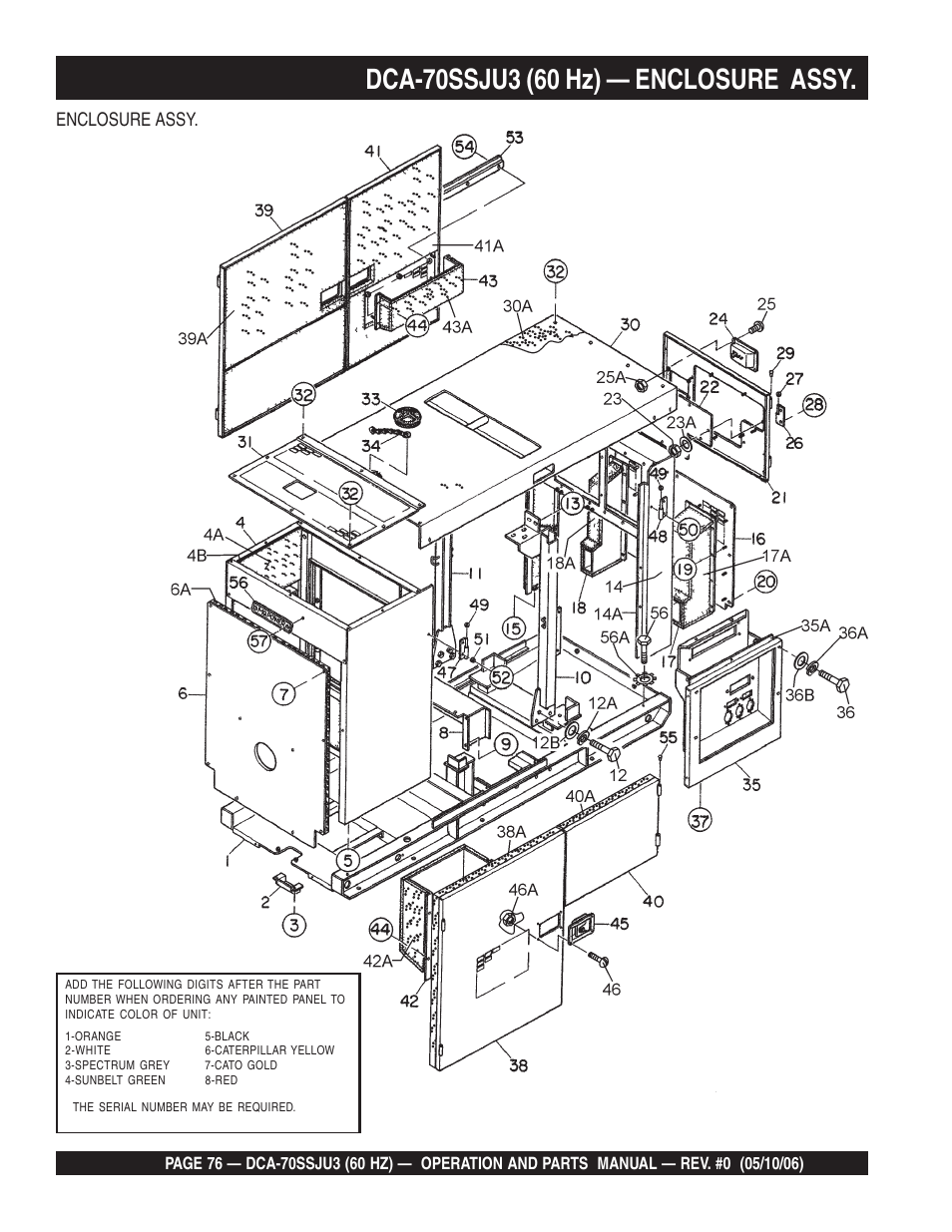 Enclosure assy | Multiquip DCA70SSJU3 User Manual | Page 76 / 84