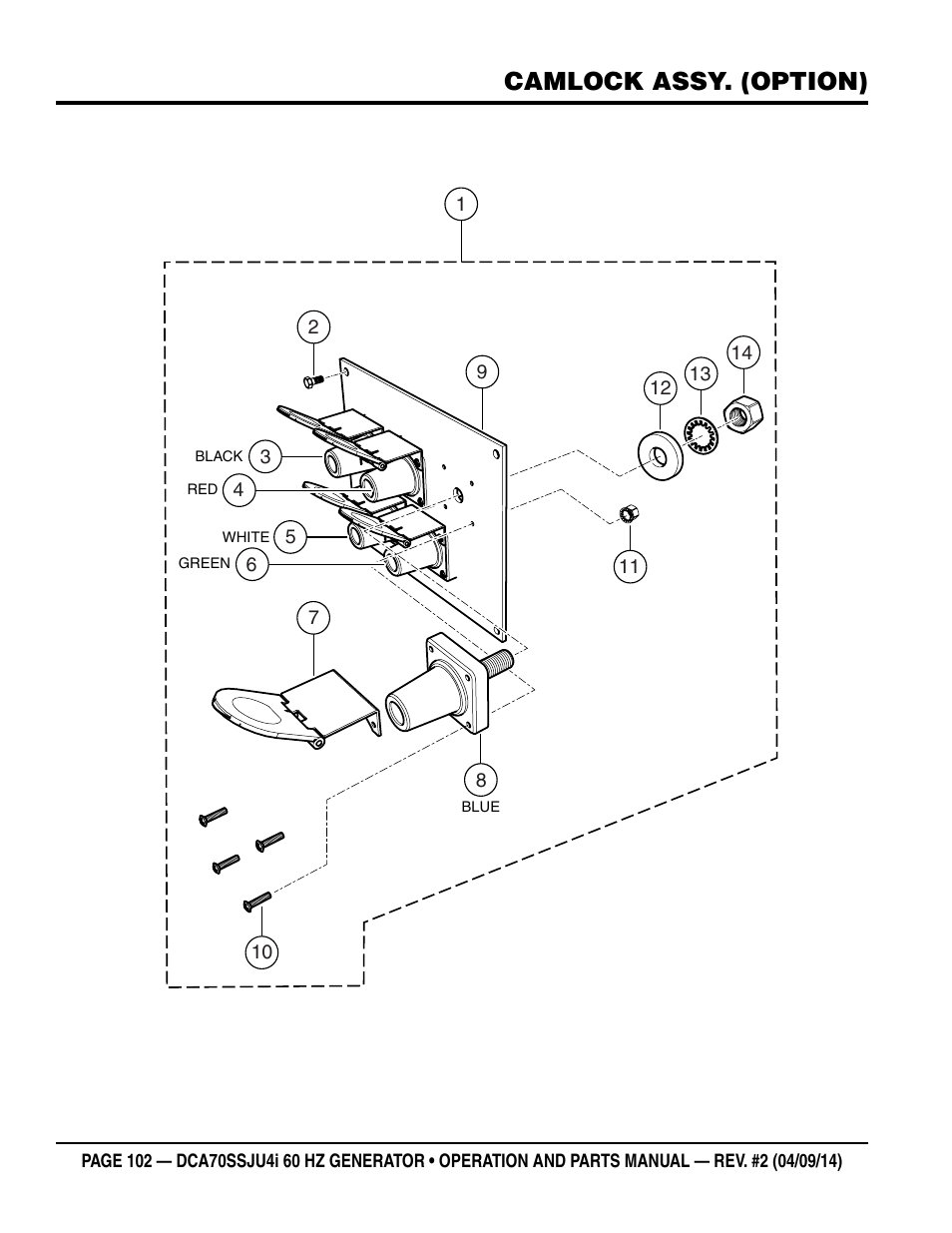 Camlock assy. (option) | Multiquip DCA70SSJU4i User Manual | Page 102 / 120