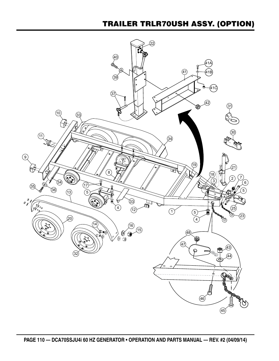 Trailer trlr70ush assy. (option) | Multiquip DCA70SSJU4i User Manual | Page 110 / 120
