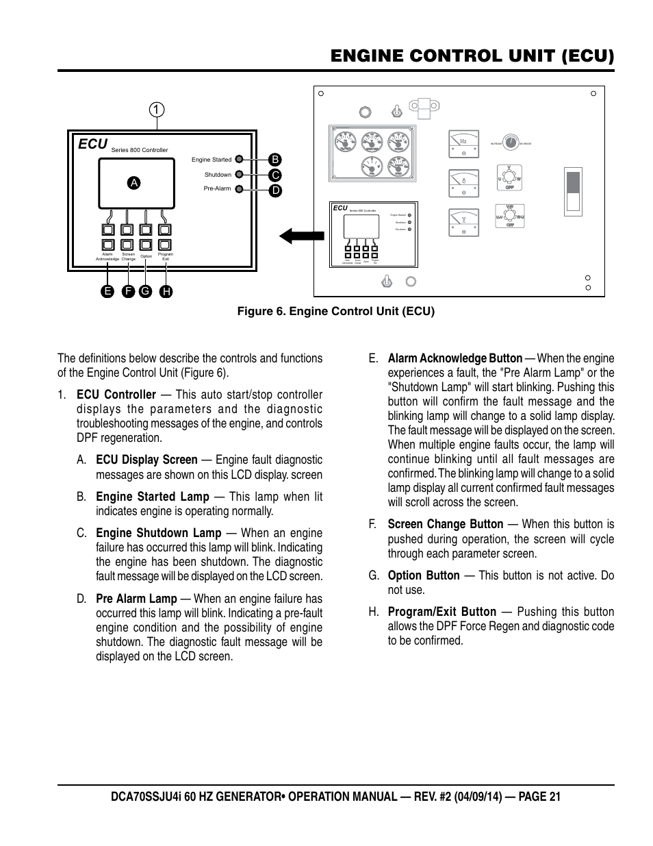 Engine control unit (ecu), Figure 6. engine control unit (ecu) | Multiquip DCA70SSJU4i User Manual | Page 21 / 120