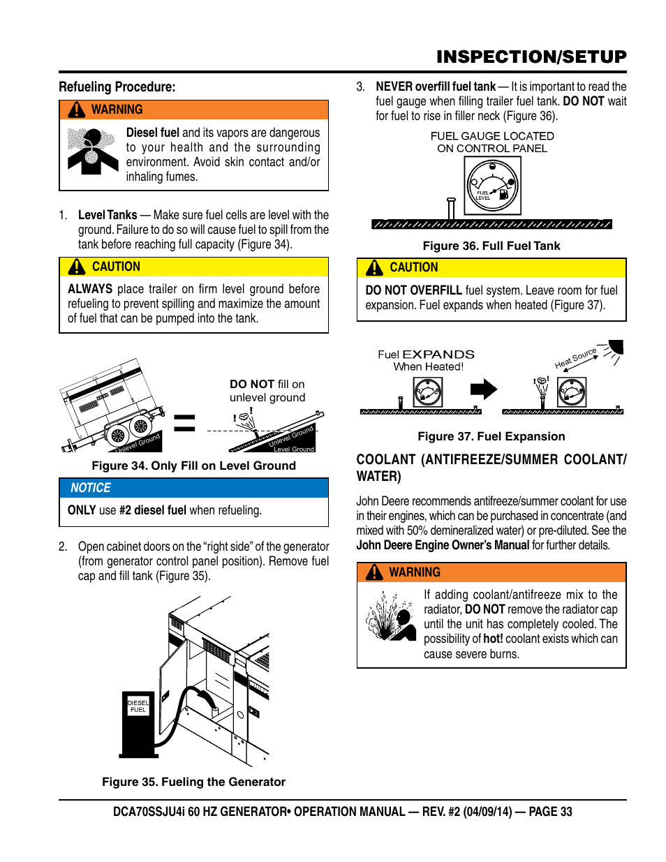 Inspection/setup | Multiquip DCA70SSJU4i User Manual | Page 33 / 120