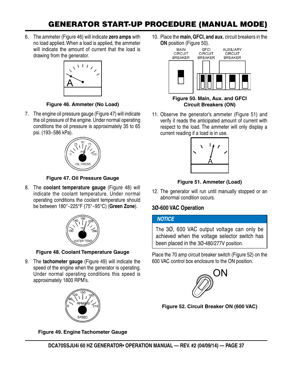 Generator start-up procedure (manual mode) | Multiquip DCA70SSJU4i User Manual | Page 37 / 120