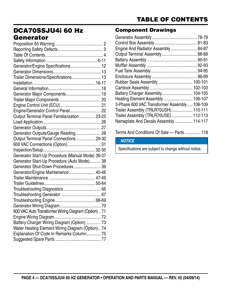 Multiquip DCA70SSJU4i User Manual | Page 4 / 120