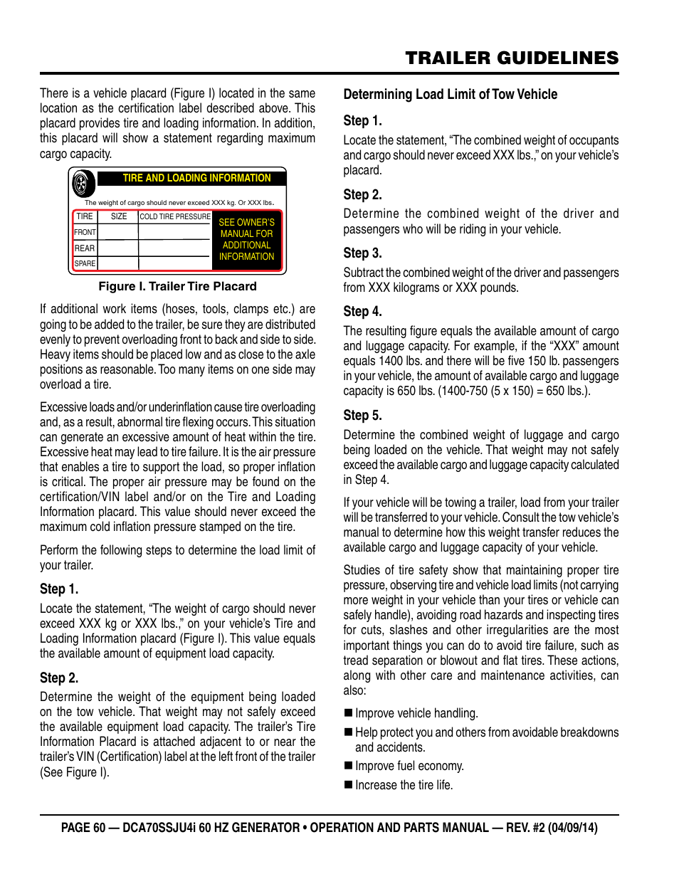 Trailer guidelines | Multiquip DCA70SSJU4i User Manual | Page 60 / 120