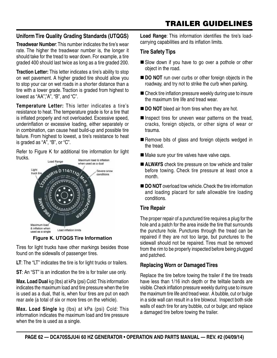 Trailer guidelines | Multiquip DCA70SSJU4i User Manual | Page 62 / 120