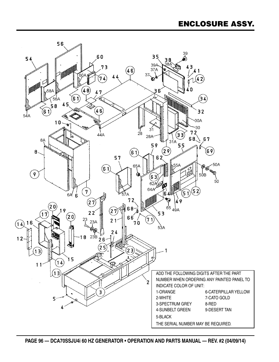 Enclosure assy | Multiquip DCA70SSJU4i User Manual | Page 96 / 120