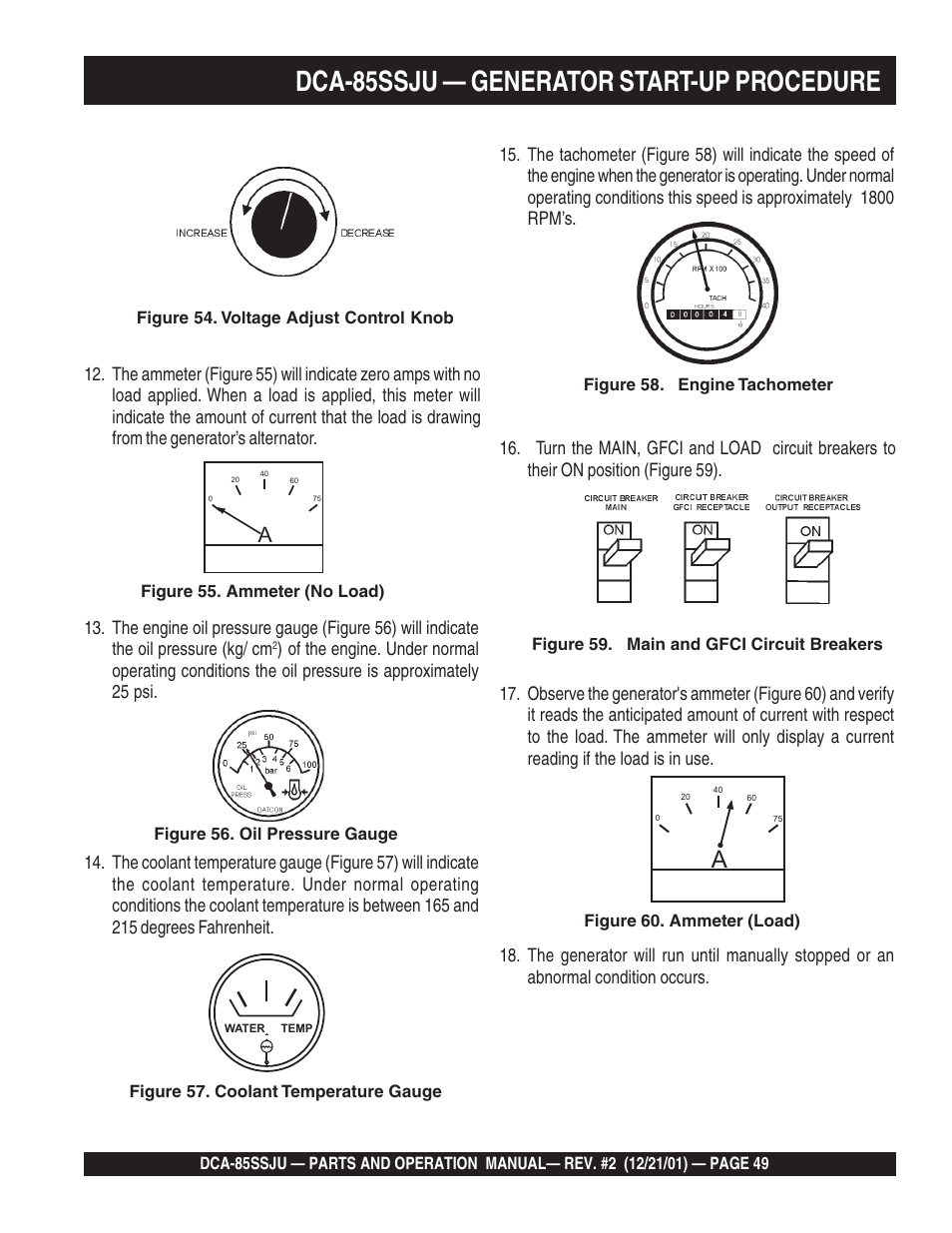 Dca-85ssju — generator start-up procedure | Multiquip DCA85SSJU User Manual | Page 49 / 92