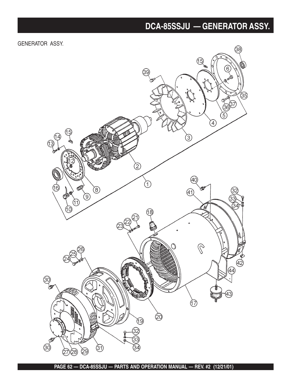 Dca-85ssju — generator assy | Multiquip DCA85SSJU User Manual | Page 62 / 92