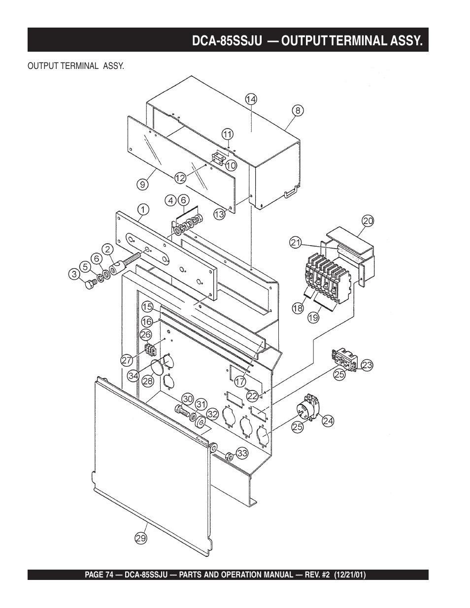 Dca-85ssju — output terminal assy | Multiquip DCA85SSJU User Manual | Page 74 / 92