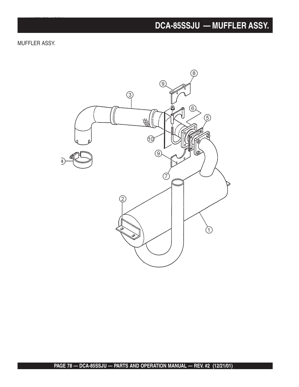 Dca-85ssju — muffler assy | Multiquip DCA85SSJU User Manual | Page 78 / 92