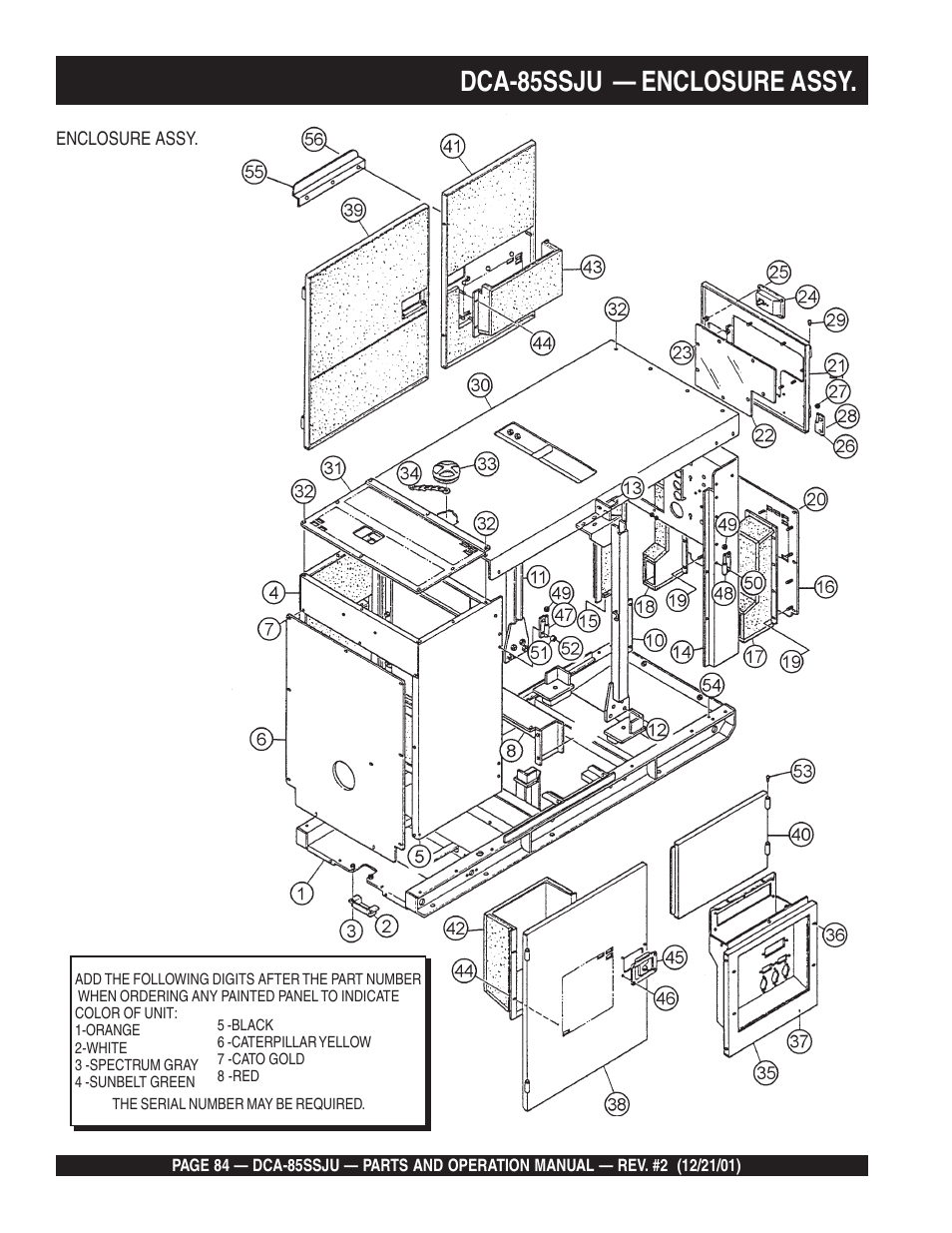 Dca-85ssju — enclosure assy | Multiquip DCA85SSJU User Manual | Page 84 / 92