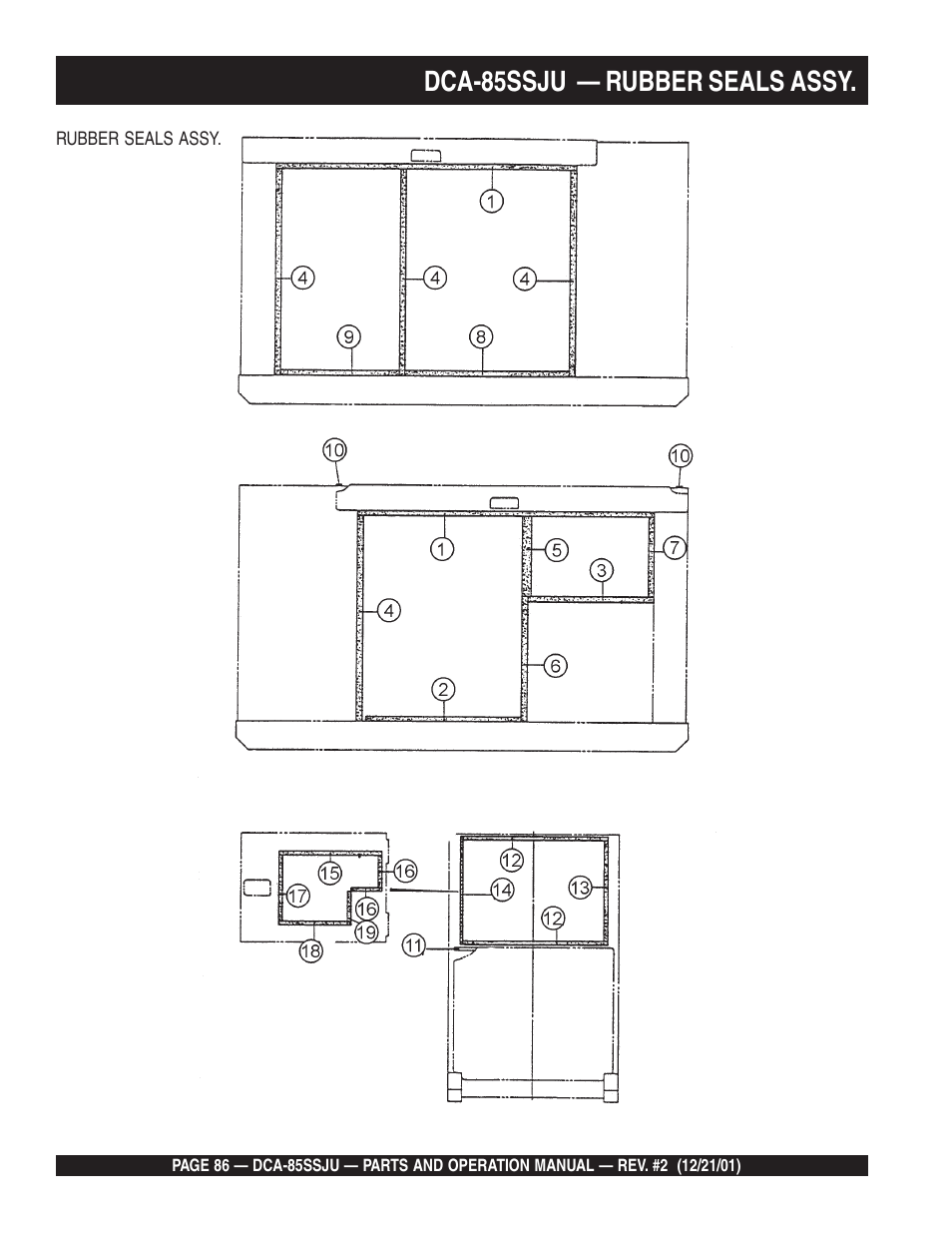 Dca-85ssju — rubber seals assy | Multiquip DCA85SSJU User Manual | Page 86 / 92