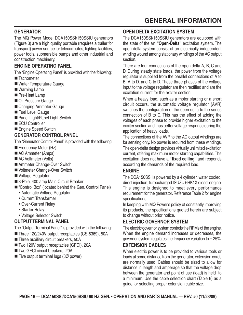 General information | Multiquip DCA150SSiU User Manual | Page 16 / 96