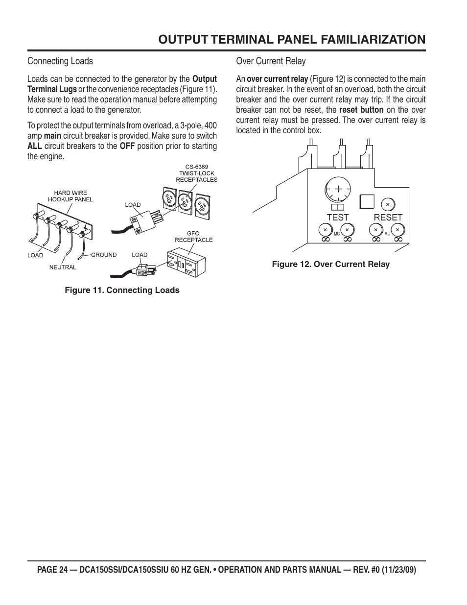 Output terminal panel familiarization | Multiquip DCA150SSiU User Manual | Page 24 / 96