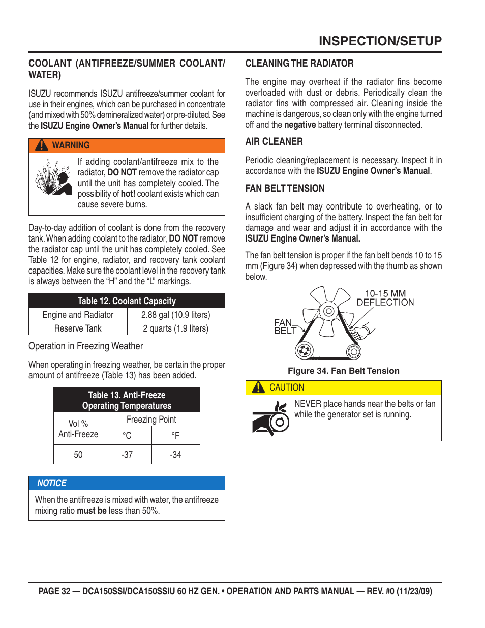 Inspection/setup | Multiquip DCA150SSiU User Manual | Page 32 / 96