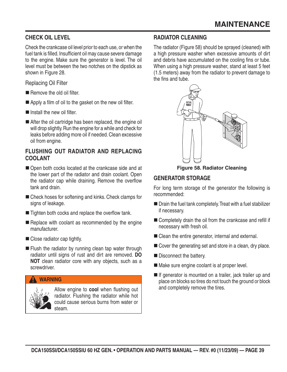 Maintenance | Multiquip DCA150SSiU User Manual | Page 39 / 96