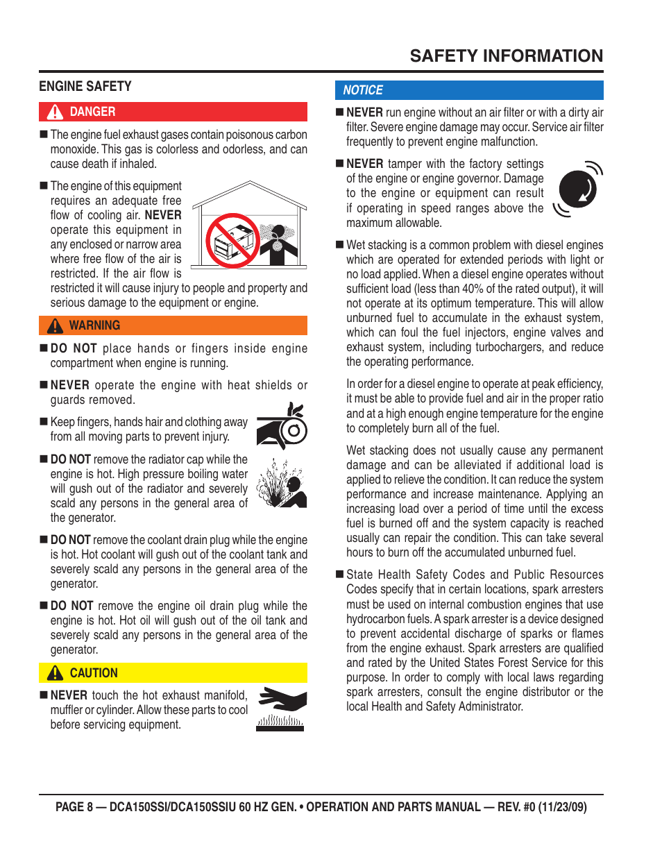 Safety information | Multiquip DCA150SSiU User Manual | Page 8 / 96