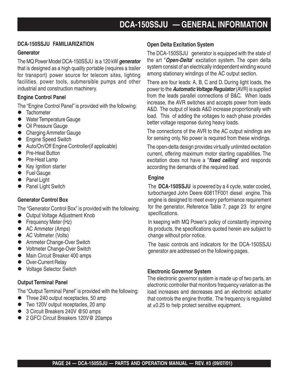 Dca-150ssju — general information | Multiquip DCA150SSJU2 User Manual | Page 24 / 100