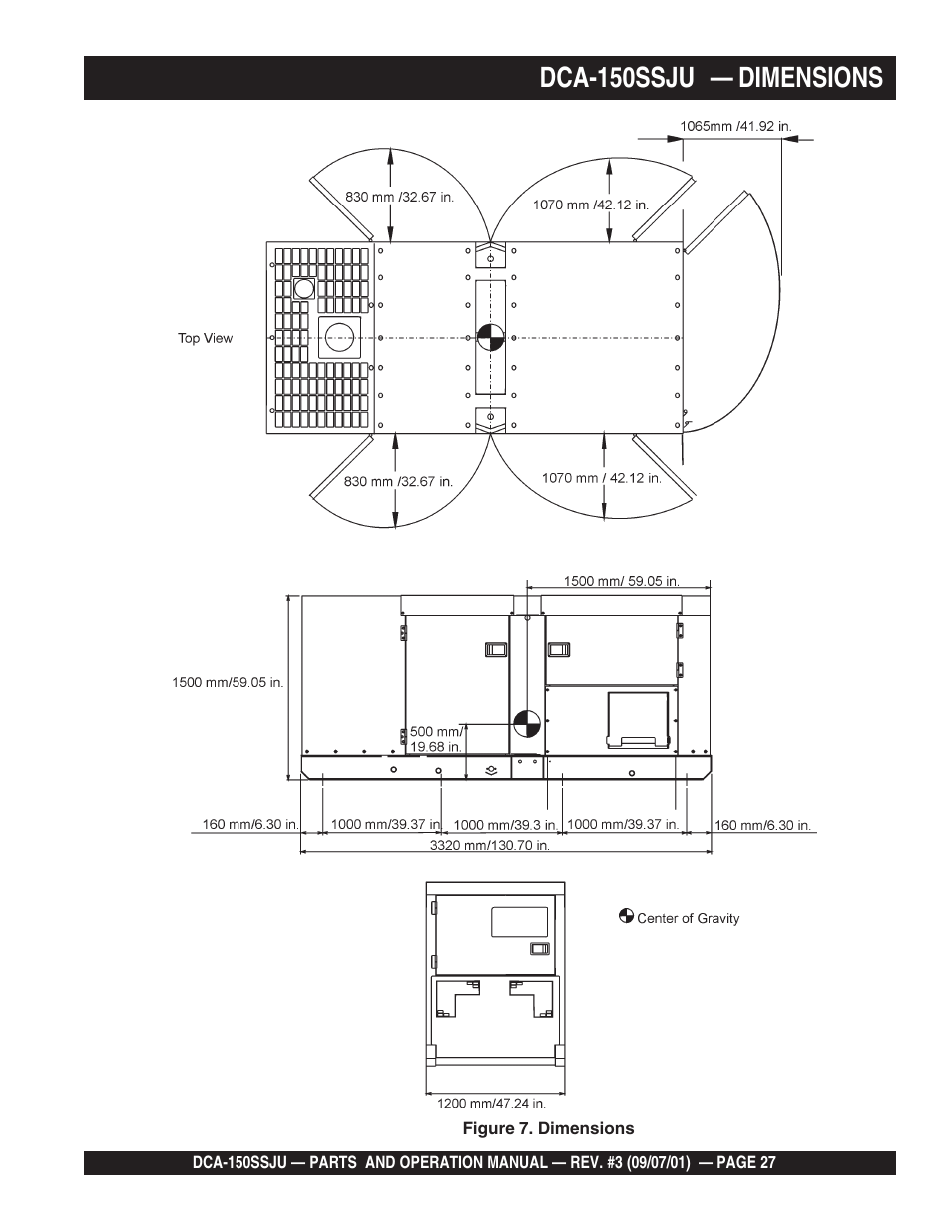 Dca-150ssju — dimensions | Multiquip DCA150SSJU2 User Manual | Page 27 / 100