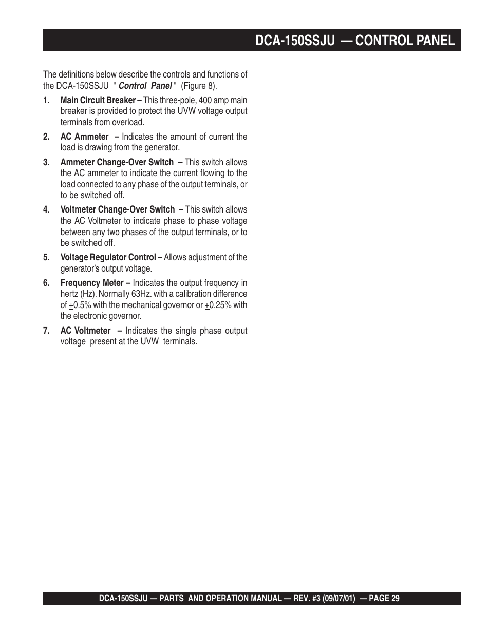 Dca-150ssju — control panel | Multiquip DCA150SSJU2 User Manual | Page 29 / 100