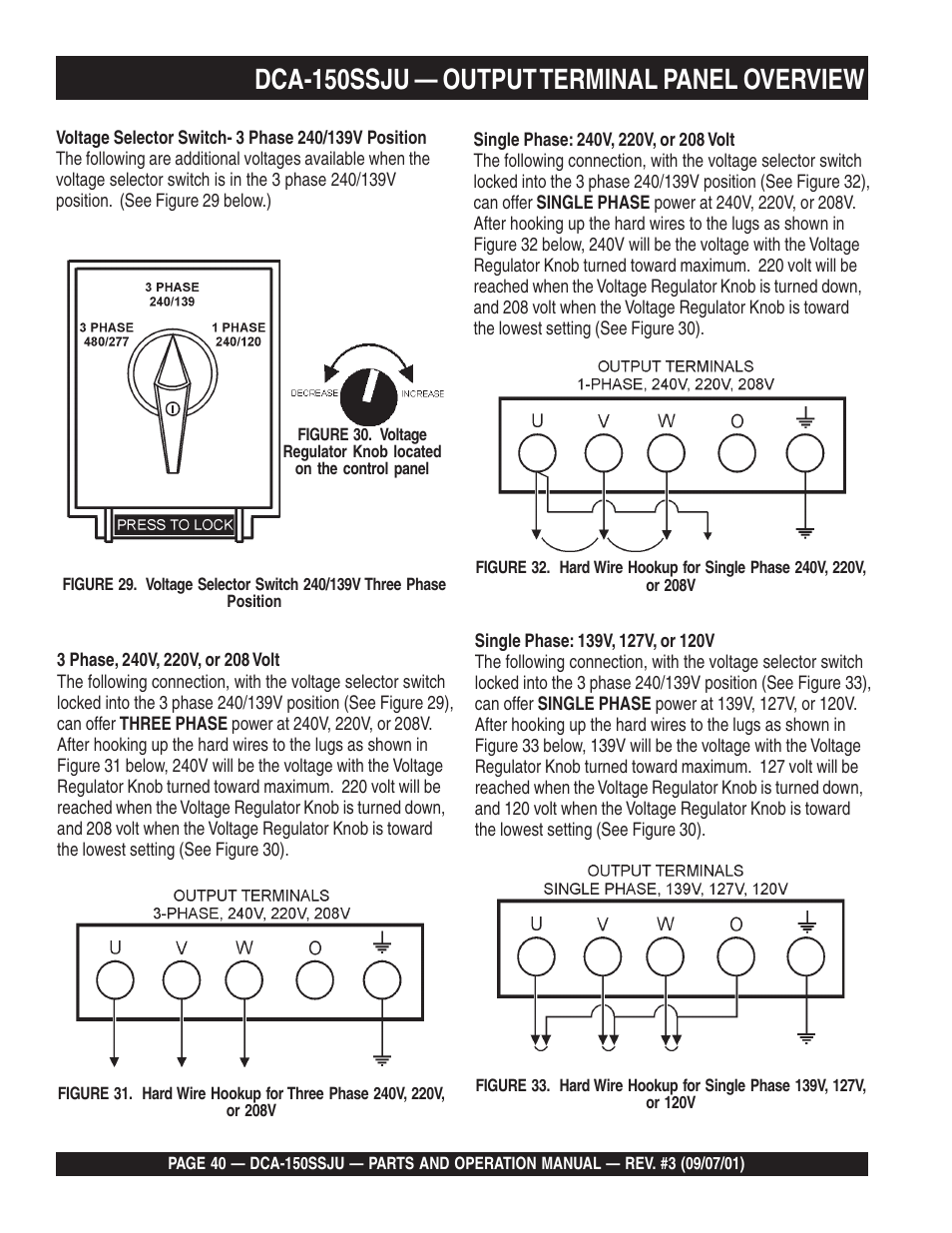 Dca-150ssju — output terminal panel overview | Multiquip DCA150SSJU2 User Manual | Page 40 / 100