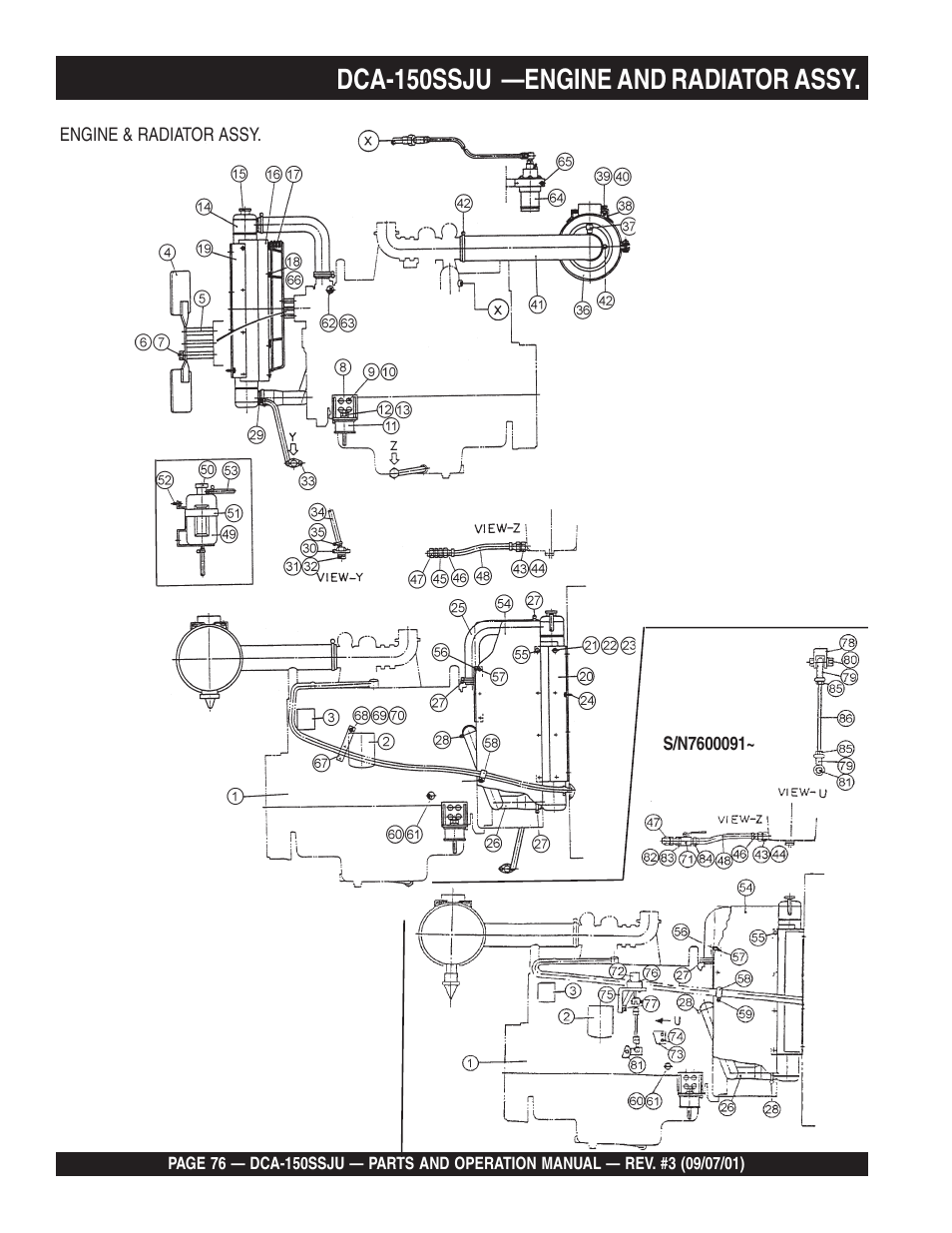 Dca-150ssju —engine and radiator assy | Multiquip DCA150SSJU2 User Manual | Page 76 / 100
