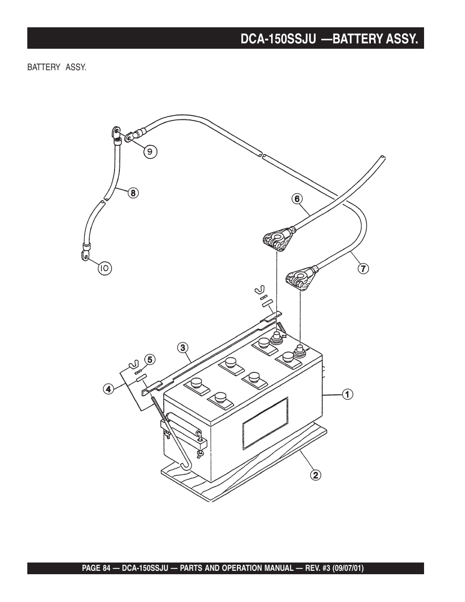 Dca-150ssju —battery assy | Multiquip DCA150SSJU2 User Manual | Page 84 / 100