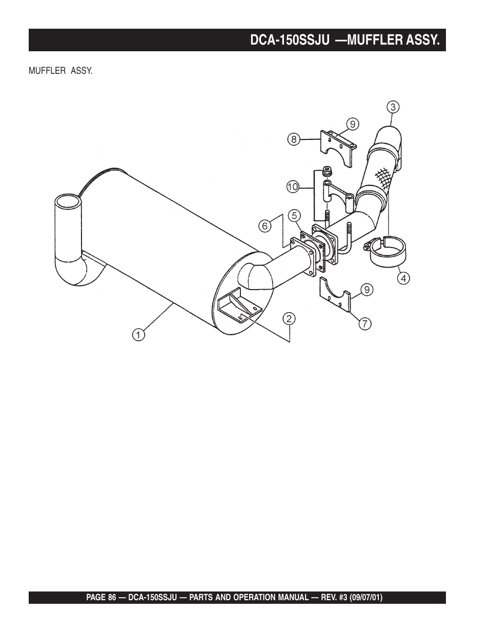 Dca-150ssju —muffler assy | Multiquip DCA150SSJU2 User Manual | Page 86 / 100