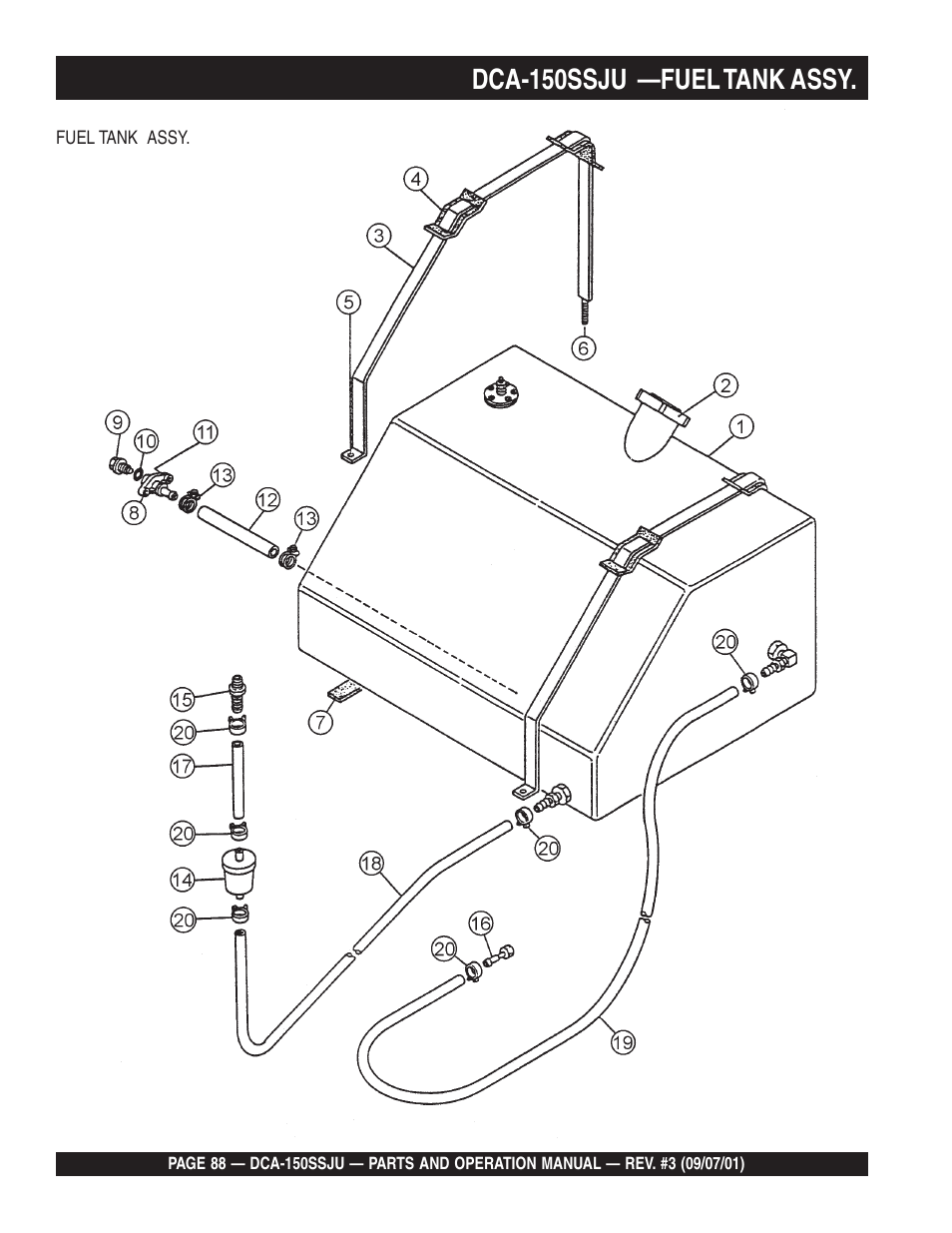 Dca-150ssju —fuel tank assy | Multiquip DCA150SSJU2 User Manual | Page 88 / 100