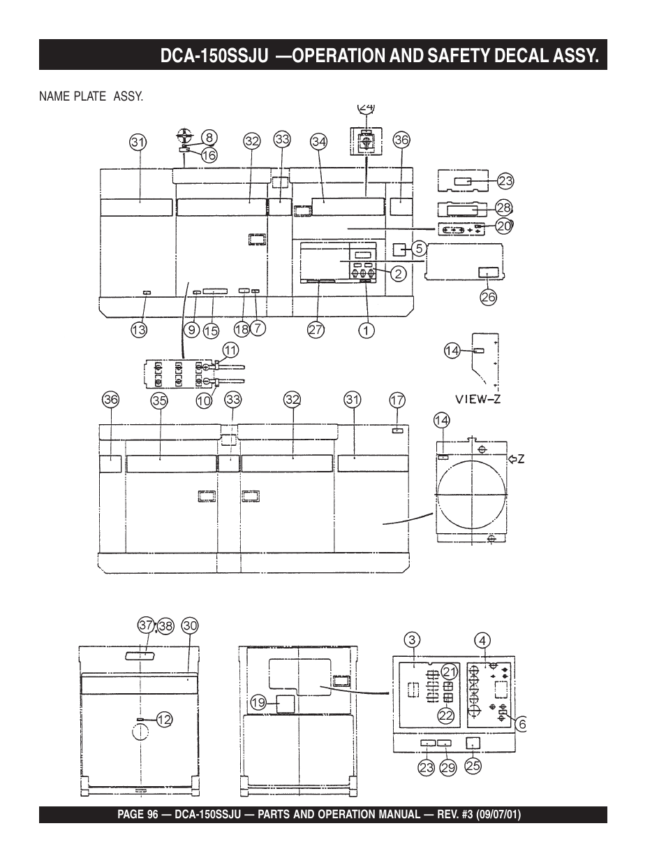 Dca-150ssju —operation and safety decal assy | Multiquip DCA150SSJU2 User Manual | Page 96 / 100