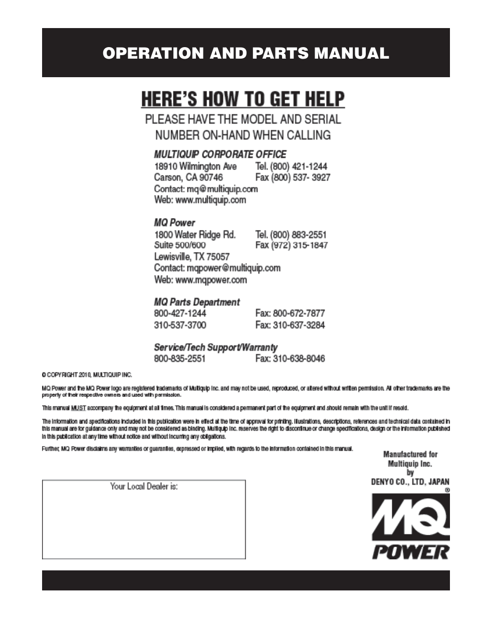 Multiquip DCA150SSJU3 User Manual | Page 102 / 102