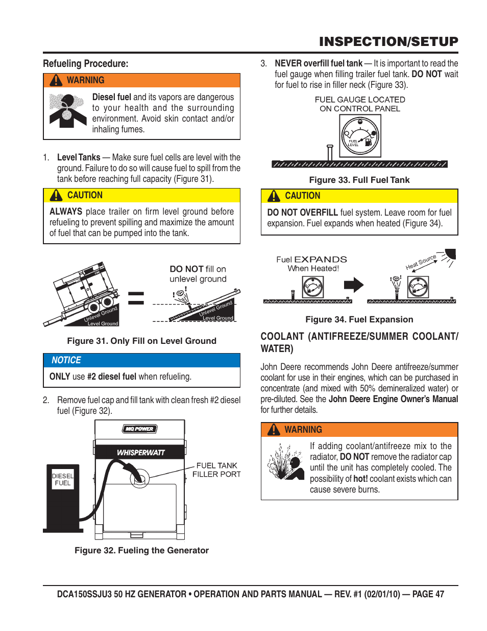Inspection/setup | Multiquip DCA150SSJU3 User Manual | Page 47 / 102